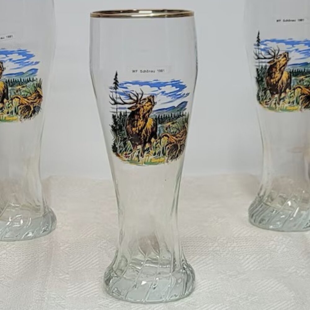 Vintage German Volksmarch Glass Beer Mug with Gold Rim - WF Schonau 1991- 1glass